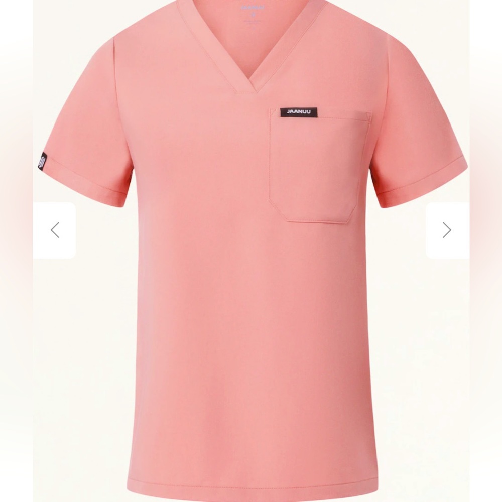 Brand nwt Jaanu v neck scrub top size small in dusty rose color